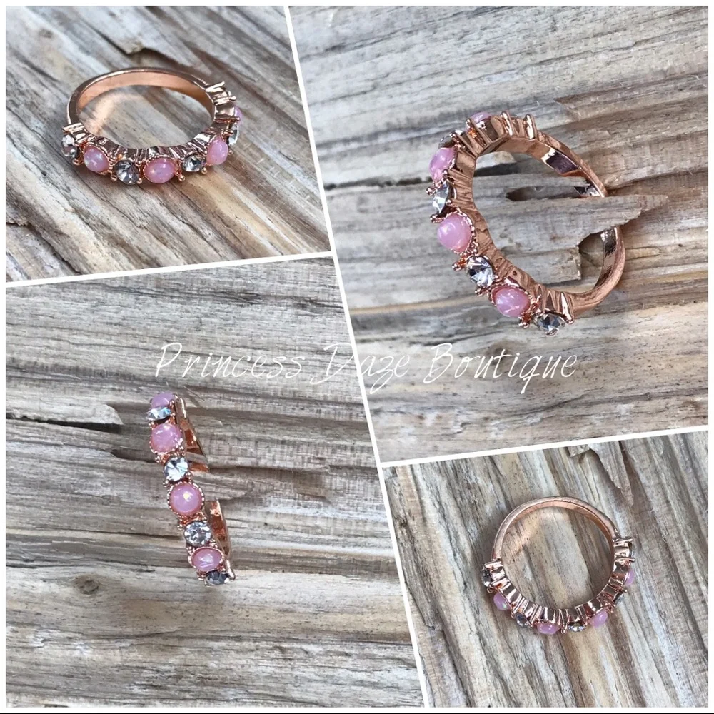 Rose Gold Pink Opal Cubic Zirconia‎ Ring